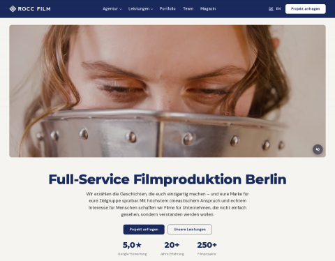 Website-Vorschau von ROCC Filmproduktion Berlin