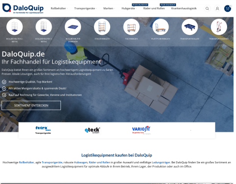 Website-Vorschau von DaloQuip - Ihr Fachhandel für Logistikequipment