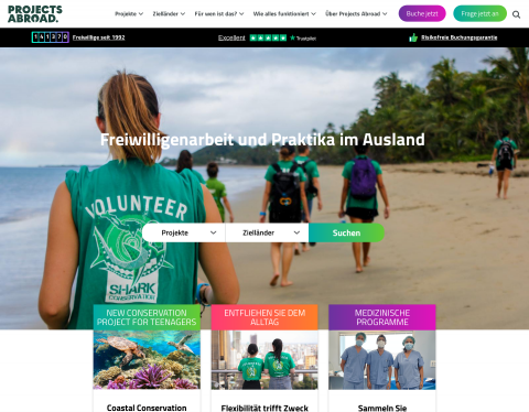 Website-Vorschau von Projects Abroad | Projekte weltweit