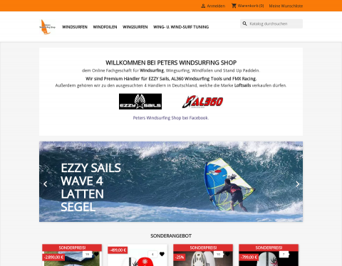 Website-Vorschau von Peters Windsurfing Shop