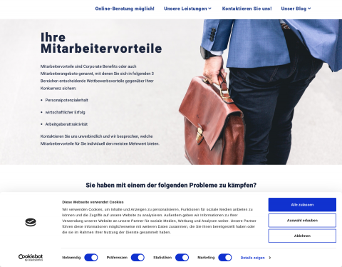 Website-Vorschau von Mitarbeitervorteile