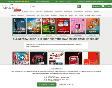 Website-Vorschau von Online Tabak Shop