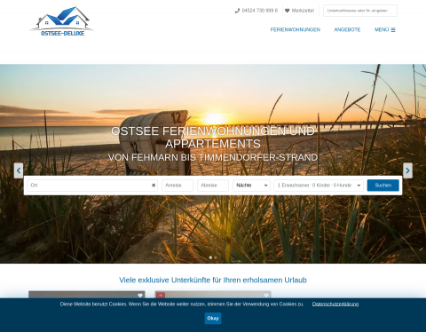 Website-Vorschau von Ostsee-Deluxe Ferienwohnungen