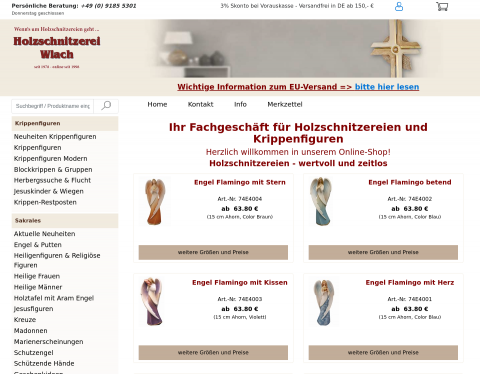 Website-Vorschau von Holzschnitzerei Wlach