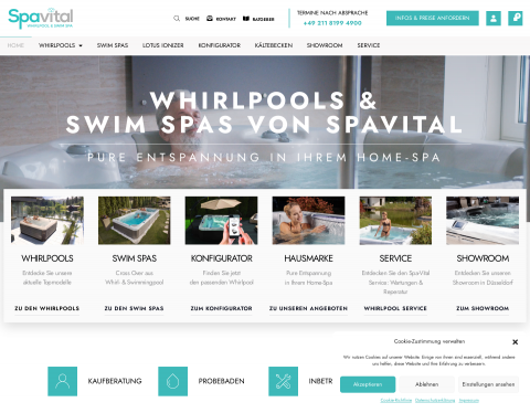 Website-Vorschau von Whirlpool und Swim Spa