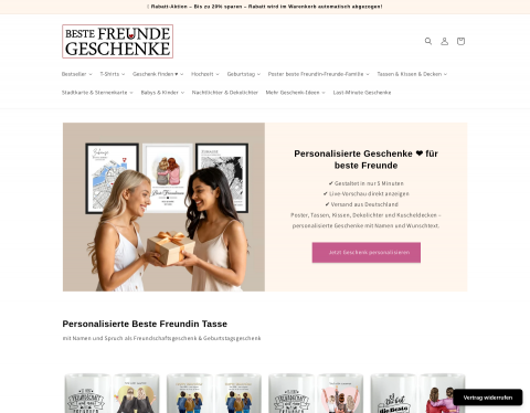 Website-Vorschau von Personalisierte Geschenke für beste Freundinnen