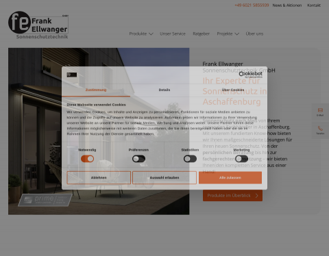 Website-Vorschau von Ellwanger Sonnenschutz