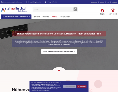 Website-Vorschau von stehauftisch.ch - Stehpult elektrisch betreiben