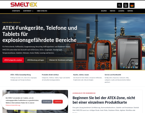 Website-Vorschau von SMELT Ihr ATEX-Kommunikationsspezialist