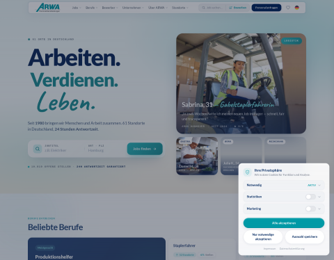 Website-Vorschau von ARWA Personaldienstleistungen GmbH
