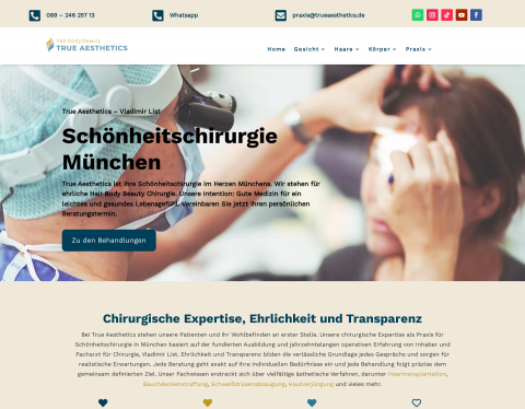 Website-Vorschau von True Aesthetics