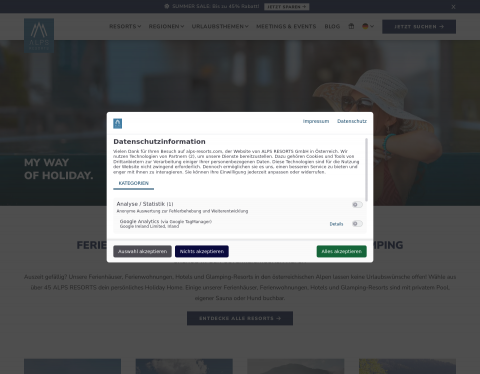 Website-Vorschau von Alps Resorts