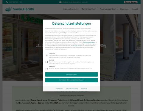 Anteprima del sito di Zahnarztzentrum am Potsdamer Platz