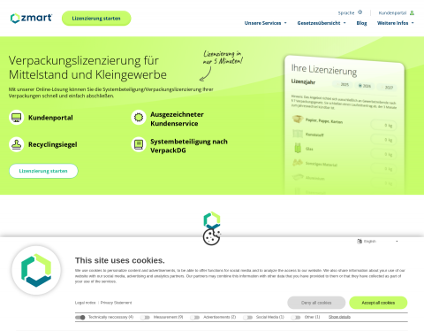 Website-Vorschau von zmart - Zentek GmbH & Co. KG