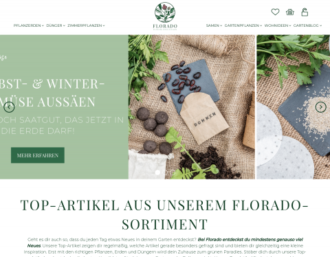 Website-Vorschau von Florado - Onlineshop für Dünger, Erde, Pflanzen