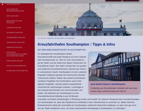 Website-Vorschau von Southampton Kreuzfahrt Ausflüge