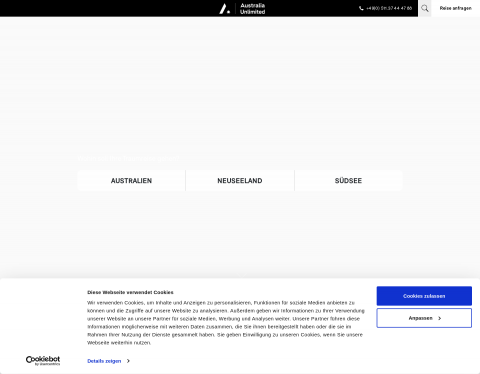 Website-Vorschau von Neuseeland Urlaub und Australien Reisen