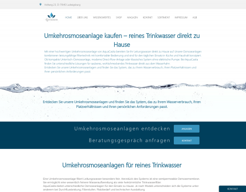 Website-Vorschau von Trinkwasser-Aufbereitung für ihr Zuhause