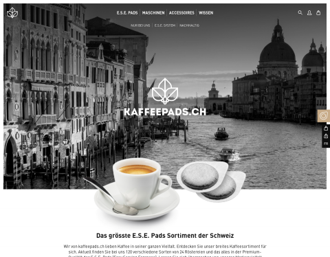 Website-Vorschau von KaffeePads.ch - E.S.E. Pads Spezialist