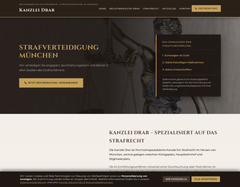 Website-Vorschau von Kanzlei Drar: Ihr Anwalt für Strafrecht