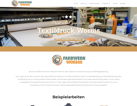 Website-Vorschau von Farbwerk Worms - Textildruck Worms