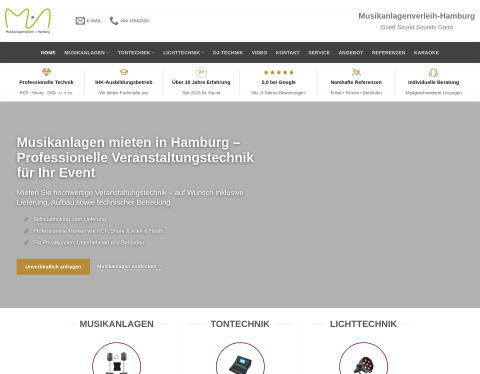 Website-Vorschau von Musikanlagenverleih-Hamburg