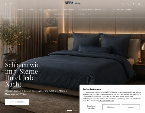 Website-Vorschau von BEFA Limburg Bettwarenfabrik GmbH