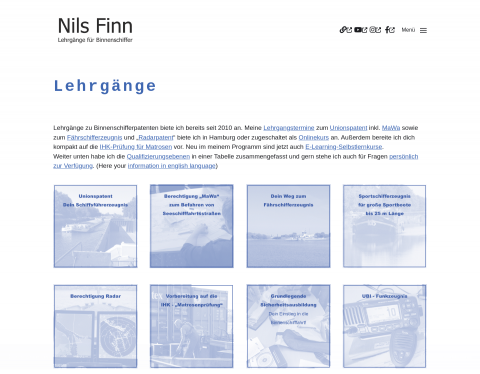 Website-Vorschau von Nils Finn - Lehrgänge für Binnenschiffer
