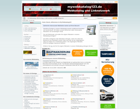 Website-Vorschau von Webkatalog und Linknetzwerk