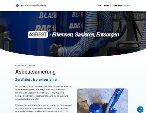 Website-Vorschau von Asbestsanierung in Bestandsgebäuden