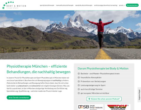Website-Vorschau von Body & Motion Konzept Physio