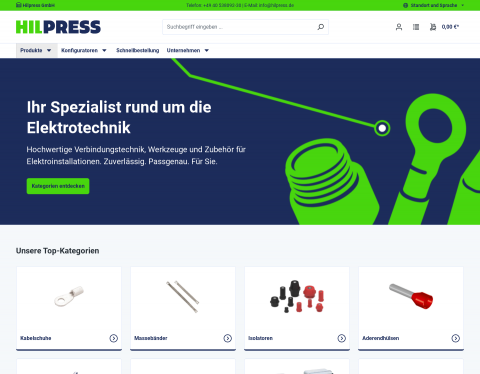 Website-Vorschau von Hilpress GmbH - Elektrotechnik Großhandel