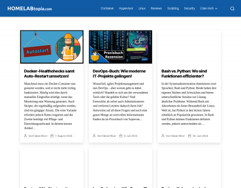 Website-Vorschau von Homelabtopia - Linux, Docker und Kubernetes