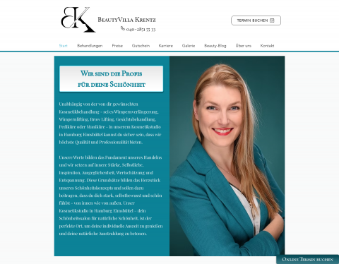 Website-Vorschau von BeautyVilla Krentz