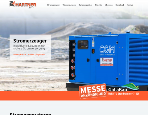 Website-Vorschau von Hartner Stromerzeuger GmbH