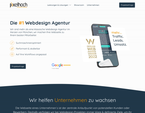 Website-Vorschau von Webdesign Agentur Pixelhoch UG