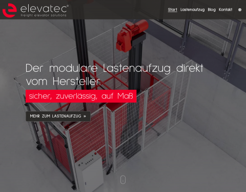 Website-Vorschau von elevatec Lasteaufzug