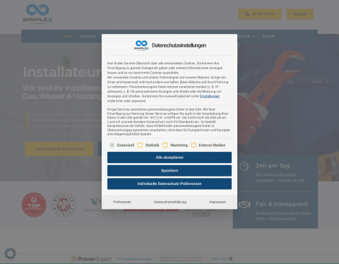 Website-Vorschau von Simplex Installations KG