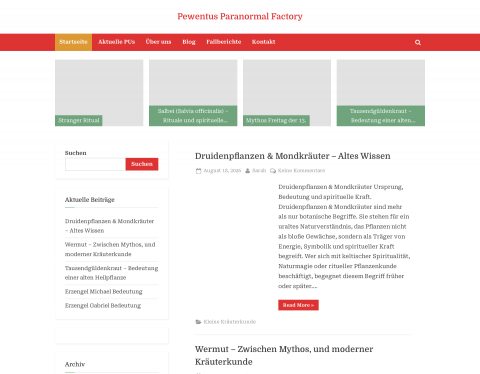 Website-Vorschau von Pewentus Paranormal Faktory