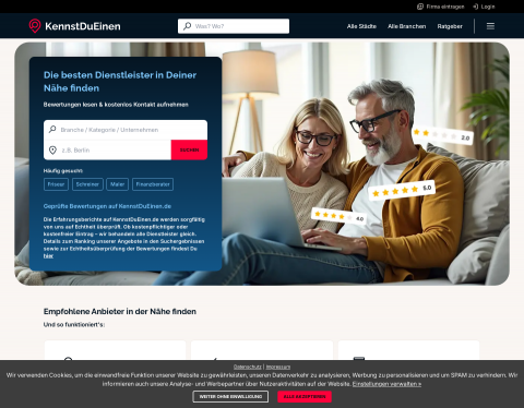Website-Vorschau von KennstDuEinen.de - Bewertungsportal