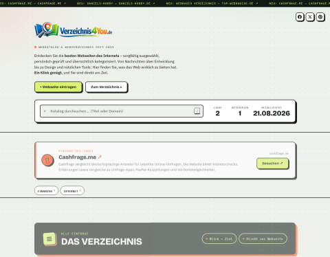 Website-Vorschau von Der Deutscher Webkatalog ganz ohne Backlink