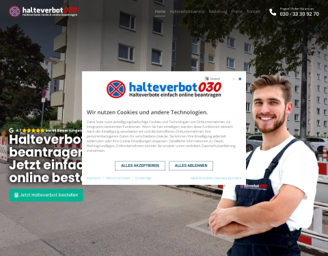 Website-Vorschau von Halteverbot030 Berlin