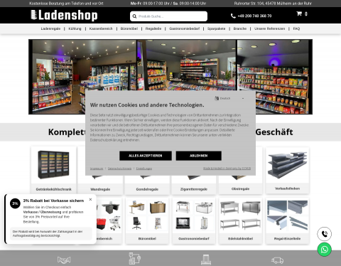 Website-Vorschau von Ladenshop für Ladeneinrichtung