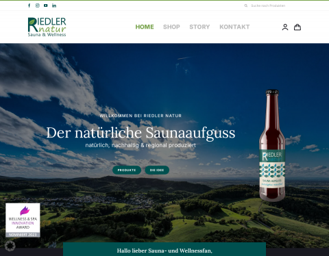 Website-Vorschau von Premium Saunaaufguss von Riedler Natur