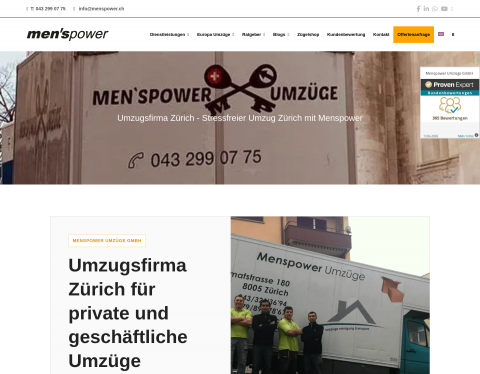 Website-Vorschau von Umzugsfirma Zürich
