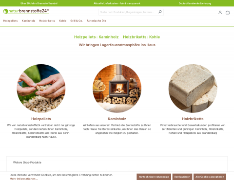 Website-Vorschau von naturbrennstoffe24 GmbH