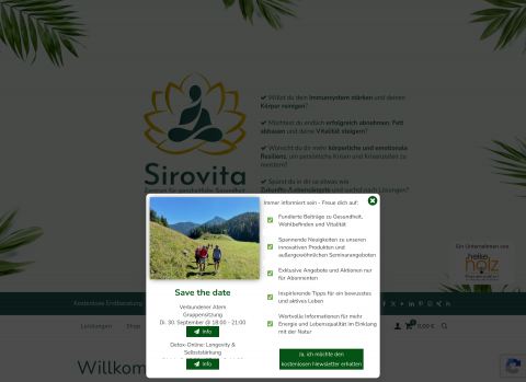 Website-Vorschau von Sirovita - Zentrum für ganzheitliche Gesundheit