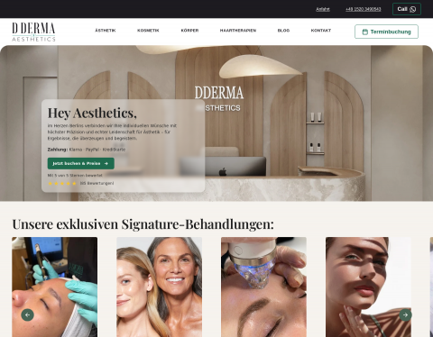 Website-Vorschau von D Derma Aesthetics