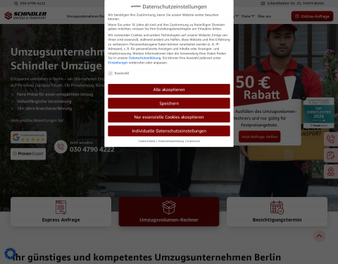 Website-Vorschau von Schindler Umzüge