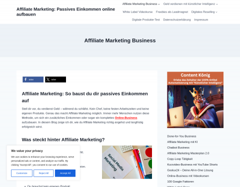 Website-Vorschau von TrendBow Business aufbauen mit der KI-AI